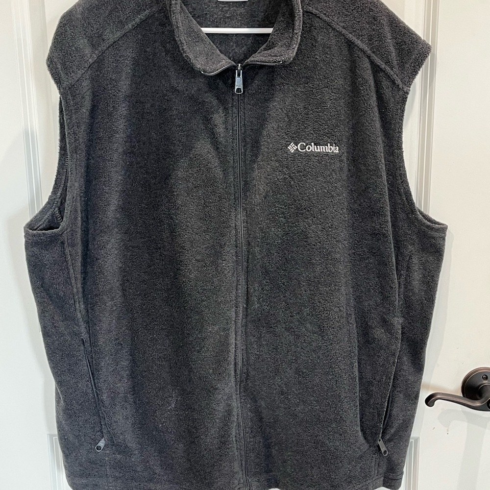 Mens Fleece Columbia Vest- gray XXL